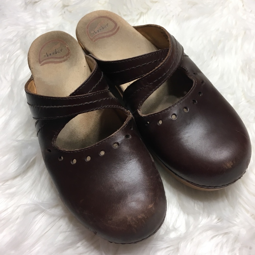 Dansko Brown leather mule clogs size 39